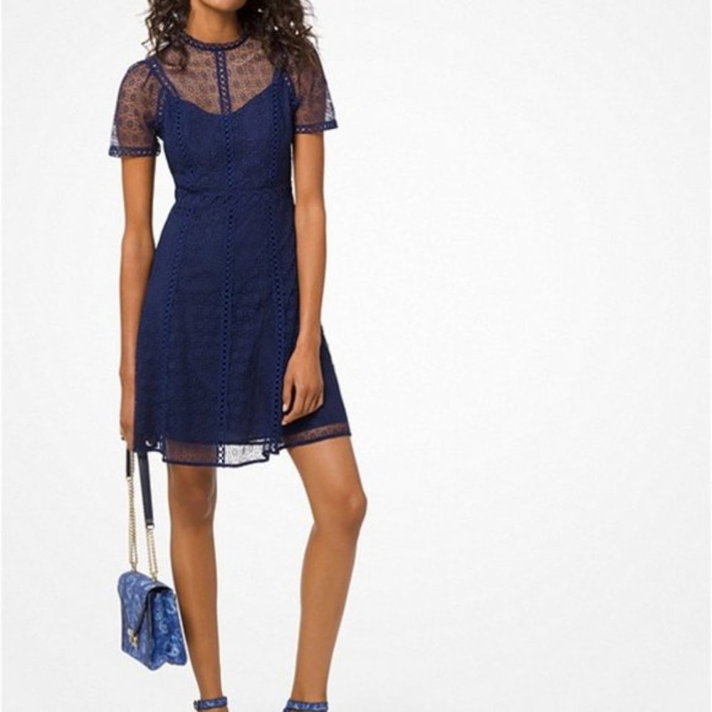 Michael Kors Blue Floral Lace Dress